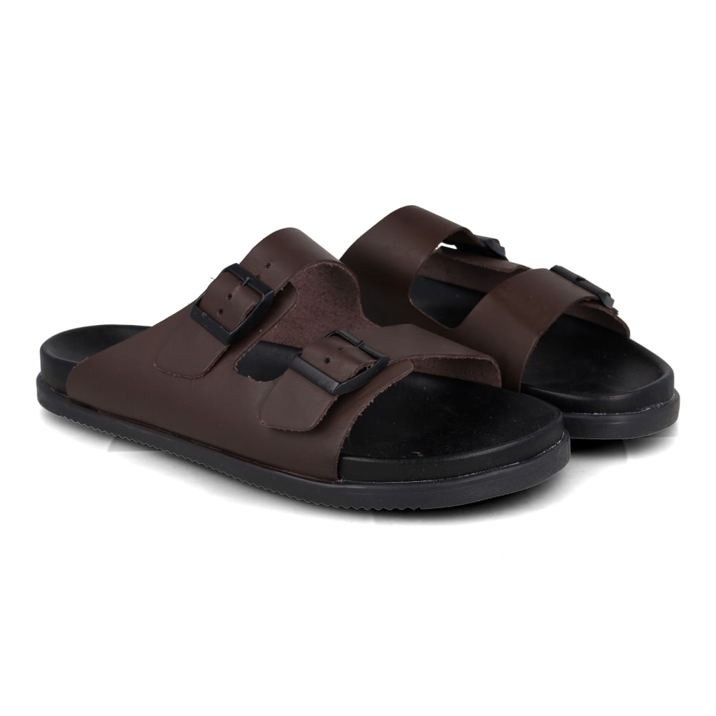 Sandália Constantino Flow-C01 couro café vista superior para ajuste e conforto